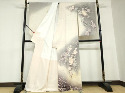 平和屋着物●訪問着　手描き　草花文　暈し染め　正絹　逸品　DABC2225ud