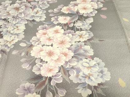 平和屋着物●訪問着　手描き　草花文　暈し染め　正絹　逸品　DABC2225ud