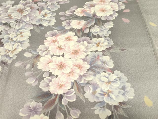 平和屋着物●訪問着　手描き　草花文　暈し染め　正絹　逸品　DABC2225ud