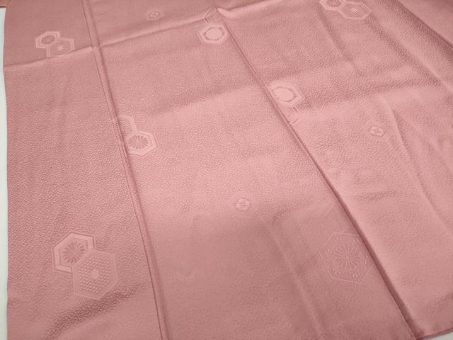 平和屋着物●上質な色無地　亀甲花地紋　薄紅色　正絹　逸品　DABC2228ud