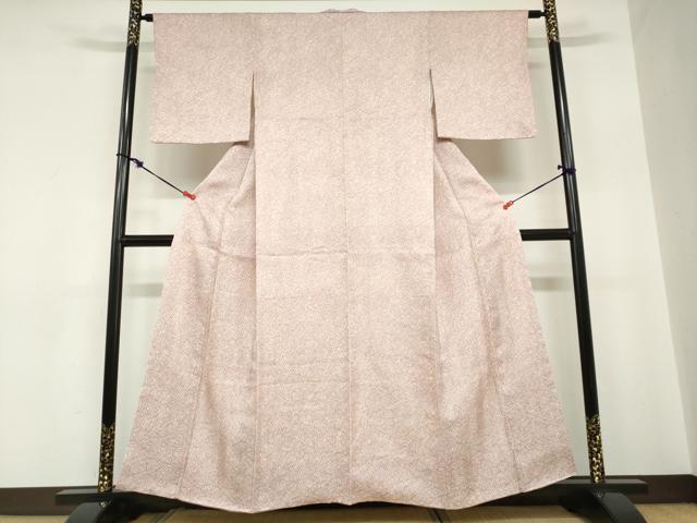 平和屋着物●名門　藤娘きぬたや・総絞り(杢目絞り)　小紋　霞文　正絹　逸品　未使用　DABC2232ud