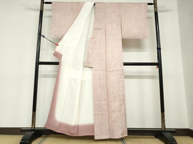 平和屋着物●名門　藤娘きぬたや・総絞り(杢目絞り)　小紋　霞文　正絹　逸品　未使用　DABC2232ud