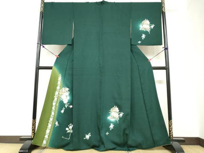 平和屋着物●訪問着　草花文　蛍暈し　金彩　正絹　逸品　DABC2233ud
