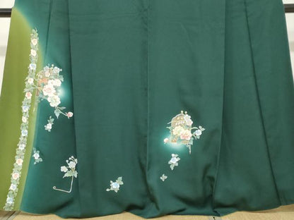 平和屋着物●訪問着　草花文　蛍暈し　金彩　正絹　逸品　DABC2233ud