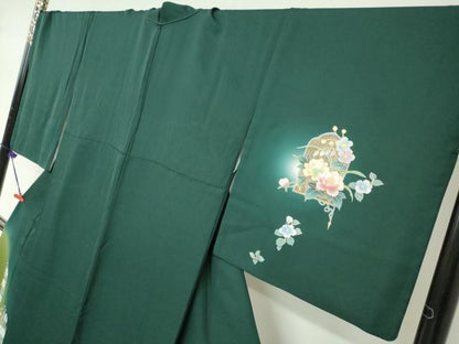 平和屋着物●訪問着　草花文　蛍暈し　金彩　正絹　逸品　DABC2233ud