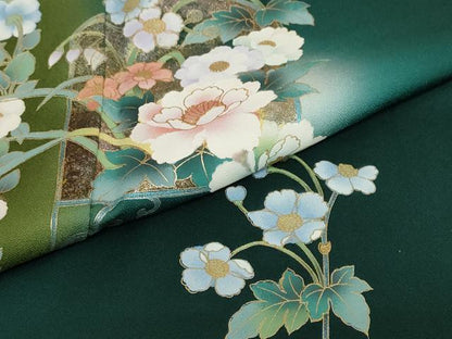 平和屋着物●訪問着　草花文　蛍暈し　金彩　正絹　逸品　DABC2233ud