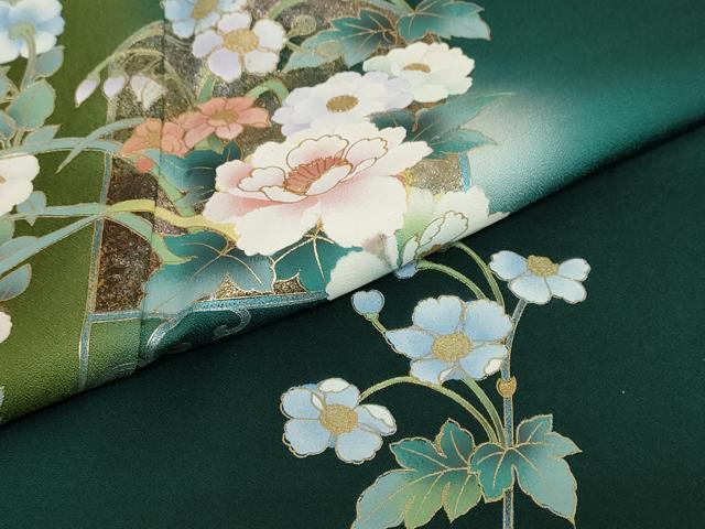 平和屋着物●訪問着　草花文　蛍暈し　金彩　正絹　逸品　DABC2233ud
