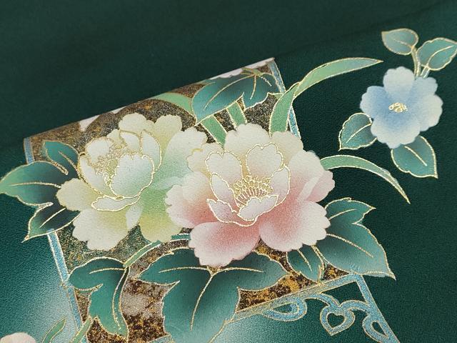平和屋着物●訪問着　草花文　蛍暈し　金彩　正絹　逸品　DABC2233ud