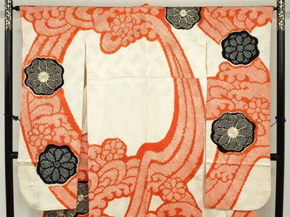 平和屋着物●豪華振袖　駒刺繍　絞り　立波舞花文　正絹　逸品　DABC2234ud