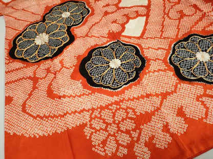 平和屋着物●豪華振袖　駒刺繍　絞り　立波舞花文　正絹　逸品　DABC2234ud