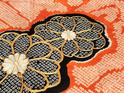 平和屋着物●豪華振袖　駒刺繍　絞り　立波舞花文　正絹　逸品　DABC2234ud