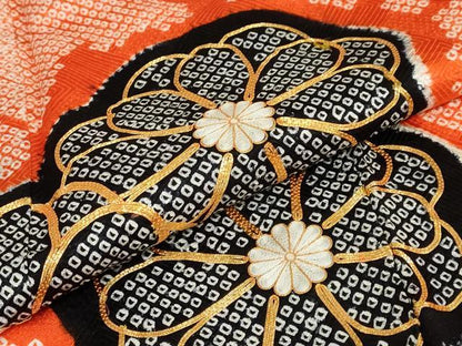 平和屋着物●豪華振袖　駒刺繍　絞り　立波舞花文　正絹　逸品　DABC2234ud