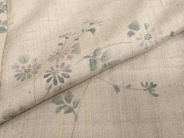 平和屋着物●訪問着　紬地　手描き　草花文　正絹　逸品　DABC2242ud