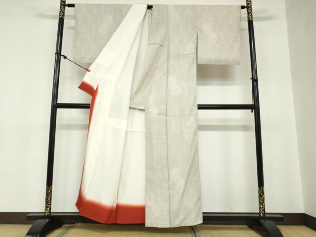 平和屋着物●本塩沢　110亀甲　亀甲文　正絹　逸品　DABC2243ud