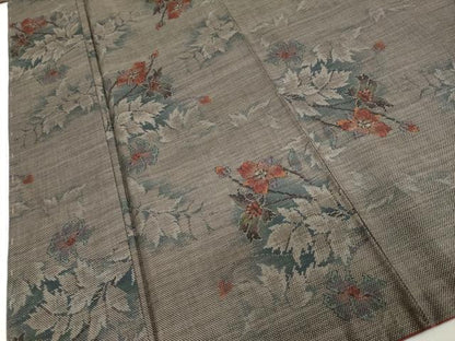 平和屋着物●本場大島紬　9マルキ　草花文　正絹　逸品　DABC2246ud