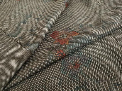 平和屋着物●本場大島紬　9マルキ　草花文　正絹　逸品　DABC2246ud