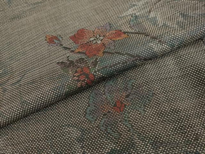 平和屋着物●本場大島紬　9マルキ　草花文　正絹　逸品　DABC2246ud