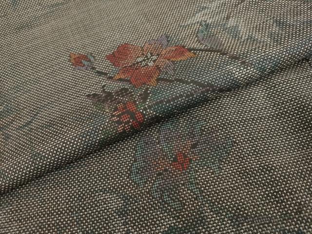 平和屋着物●本場大島紬　9マルキ　草花文　正絹　逸品　DABC2246ud