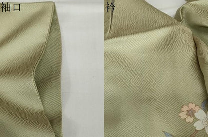 平和屋着物●訪問着　流水小舟草花文　金銀彩　正絹　逸品　DABC2250ud