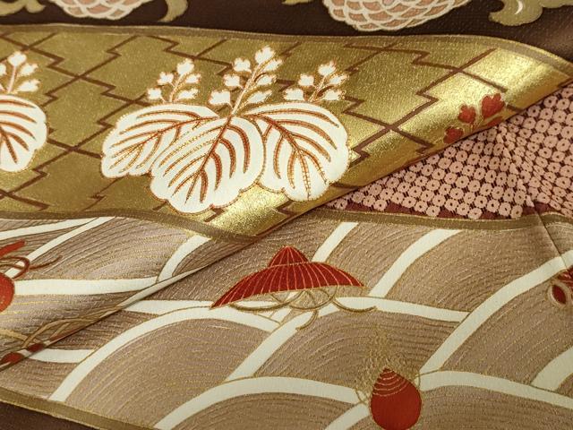 平和屋着物●銀座きしや　色留袖　駒刺繍　宝尽くし草花文　金彩　正絹　逸品　DABC2257ud