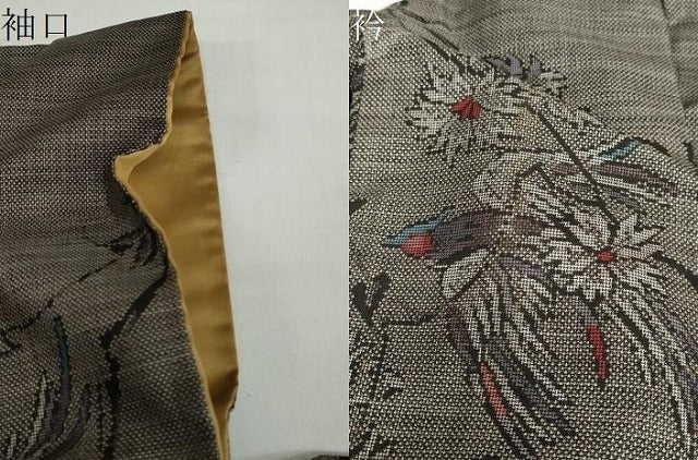 平和屋着物●本場大島紬　9マルキ　花鳥文　正絹　逸品　DABC2258ud