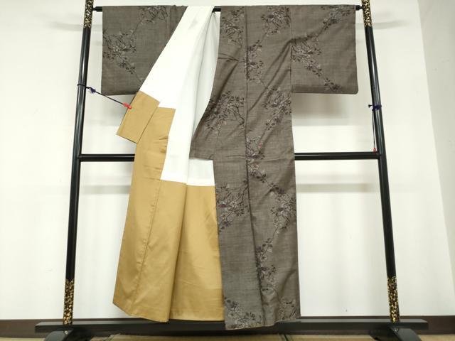 平和屋着物●本場大島紬　9マルキ　花鳥文　正絹　逸品　DABC2258ud