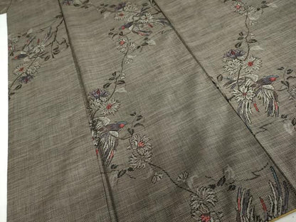 平和屋着物●本場大島紬　9マルキ　花鳥文　正絹　逸品　DABC2258ud