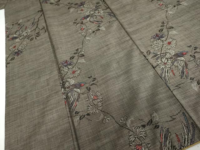 平和屋着物●本場大島紬　9マルキ　花鳥文　正絹　逸品　DABC2258ud