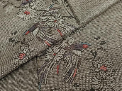 平和屋着物●本場大島紬　9マルキ　花鳥文　正絹　逸品　DABC2258ud