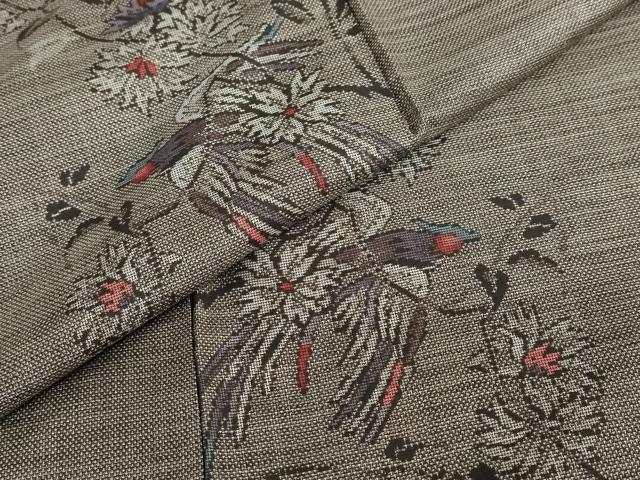 平和屋着物●本場大島紬　9マルキ　花鳥文　正絹　逸品　DABC2258ud