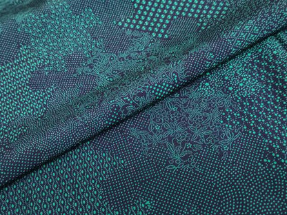平和屋着物●上質な小紋　藍　型染め　草花文　正絹　逸品　DABC2259ud