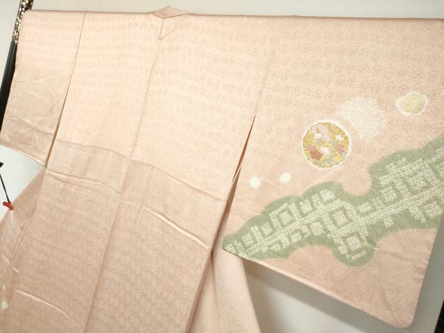 平和屋着物●訪問着　駒刺繍　絞り　雪輪草花文　金彩　高島屋扱い　正絹　逸品　DABC2260ud