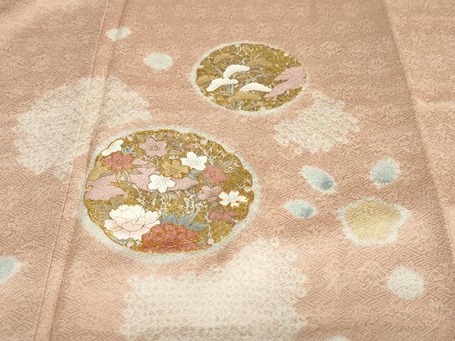 平和屋着物●訪問着　駒刺繍　絞り　雪輪草花文　金彩　高島屋扱い　正絹　逸品　DABC2260ud