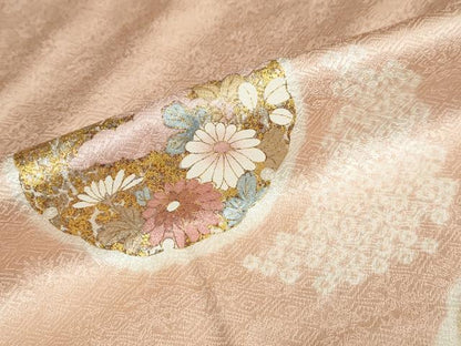 平和屋着物●訪問着　駒刺繍　絞り　雪輪草花文　金彩　高島屋扱い　正絹　逸品　DABC2260ud