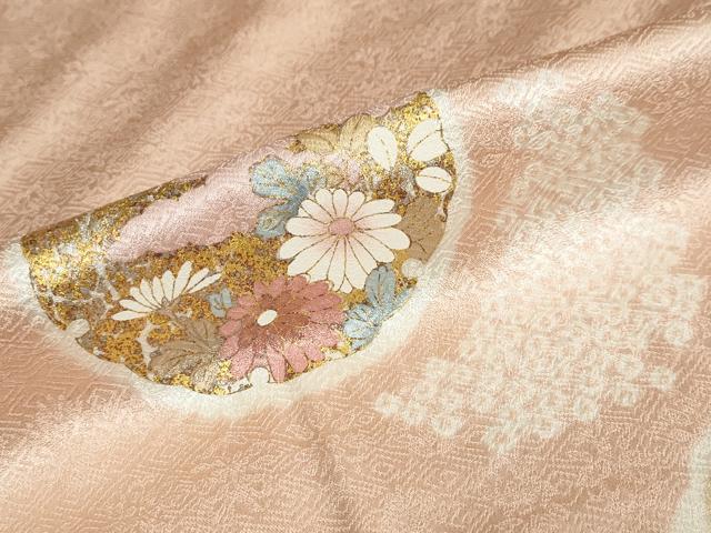 平和屋着物●訪問着　駒刺繍　絞り　雪輪草花文　金彩　高島屋扱い　正絹　逸品　DABC2260ud