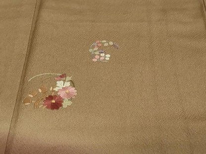 平和屋着物●訪問着　総刺繍　花蝶文　暈し染め　金糸　正絹　逸品　DABC2261ud