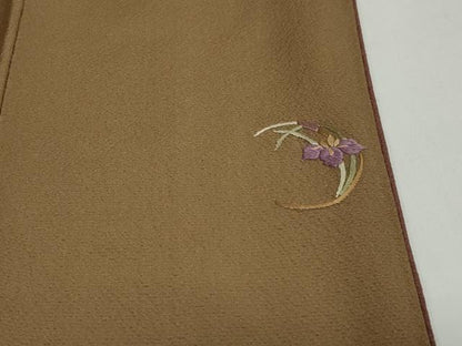 平和屋着物●訪問着　総刺繍　花蝶文　暈し染め　金糸　正絹　逸品　DABC2261ud