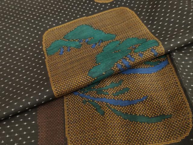 平和屋着物●本場大島紬　7マルキ　総絣　格子松文　正絹　逸品　DABC2263ud