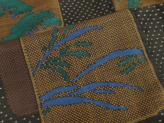 平和屋着物●本場大島紬　7マルキ　総絣　格子松文　正絹　逸品　DABC2263ud