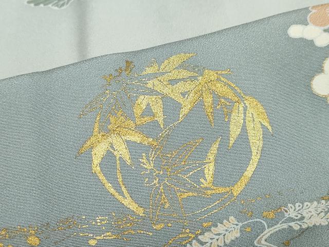 平和屋着物●訪問着　駒刺繍　草花丸文　金彩　正絹　逸品　DABC2265ud