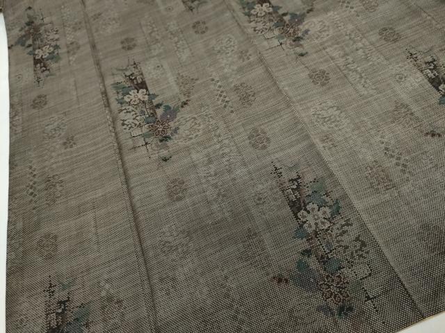 平和屋着物●本場大島紬　9マルキ　草花文　正絹　逸品　DABC2266ud