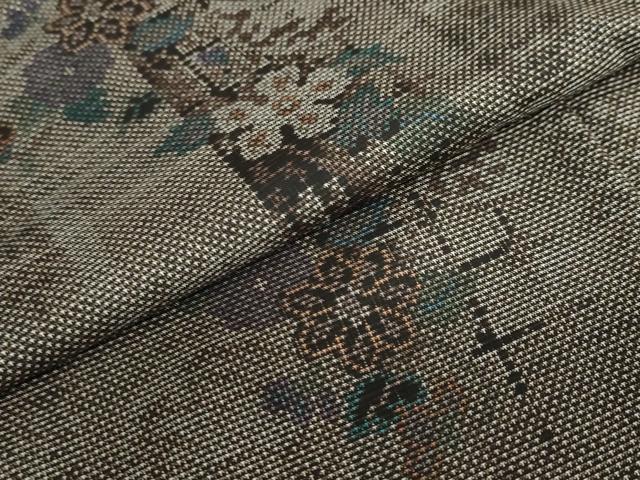 平和屋着物●本場大島紬　9マルキ　草花文　正絹　逸品　DABC2266ud