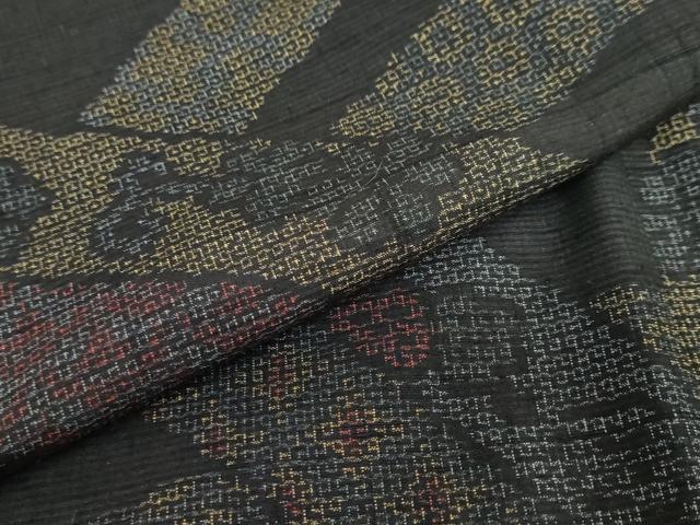 平和屋着物●結城紬　100亀甲　熨斗吉祥草花文　正絹　逸品　DABC2267ud