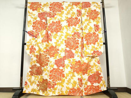 平和屋着物●豪華振袖　牡丹文　金彩　正絹　逸品　DABC2270ud