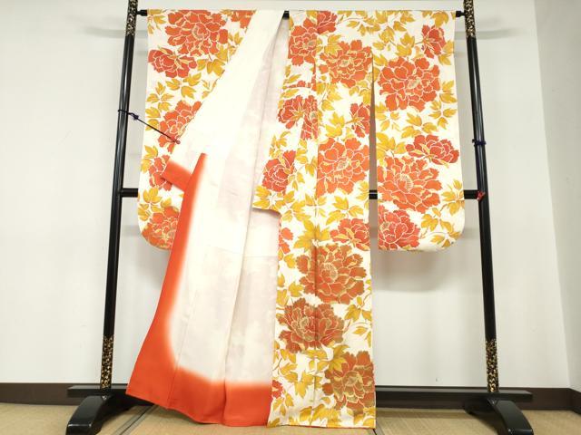 平和屋着物●豪華振袖　牡丹文　金彩　正絹　逸品　DABC2270ud