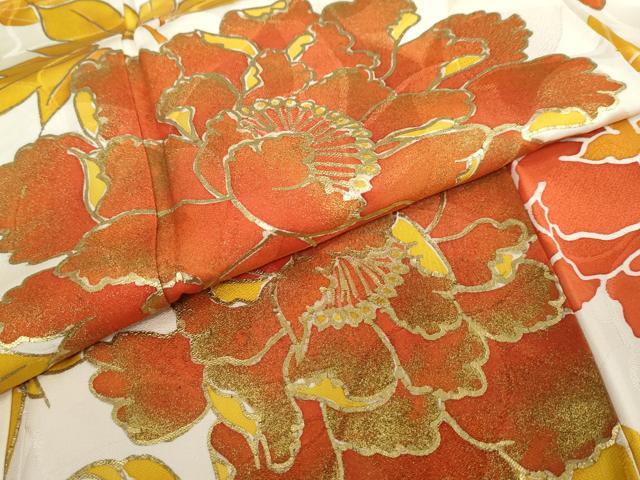 平和屋着物●豪華振袖　牡丹文　金彩　正絹　逸品　DABC2270ud