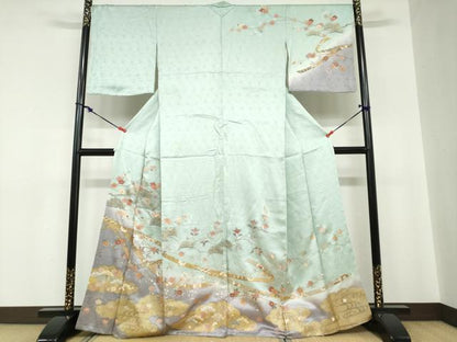 平和屋着物●訪問着　雲取り熨斗草花文　暈し染め　金彩　正絹　逸品　DABC2271ud