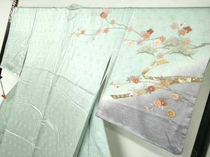 平和屋着物●訪問着　雲取り熨斗草花文　暈し染め　金彩　正絹　逸品　DABC2271ud
