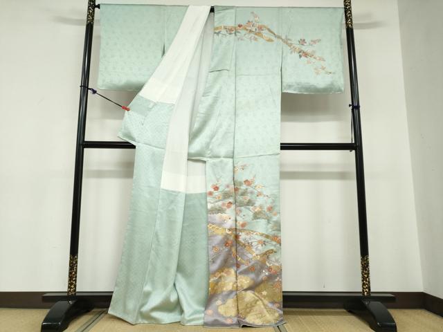 平和屋着物●訪問着　雲取り熨斗草花文　暈し染め　金彩　正絹　逸品　DABC2271ud