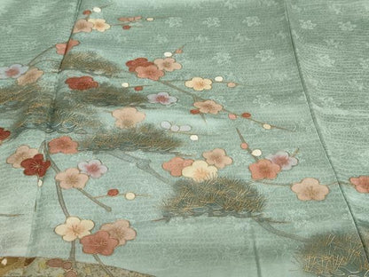 平和屋着物●訪問着　雲取り熨斗草花文　暈し染め　金彩　正絹　逸品　DABC2271ud